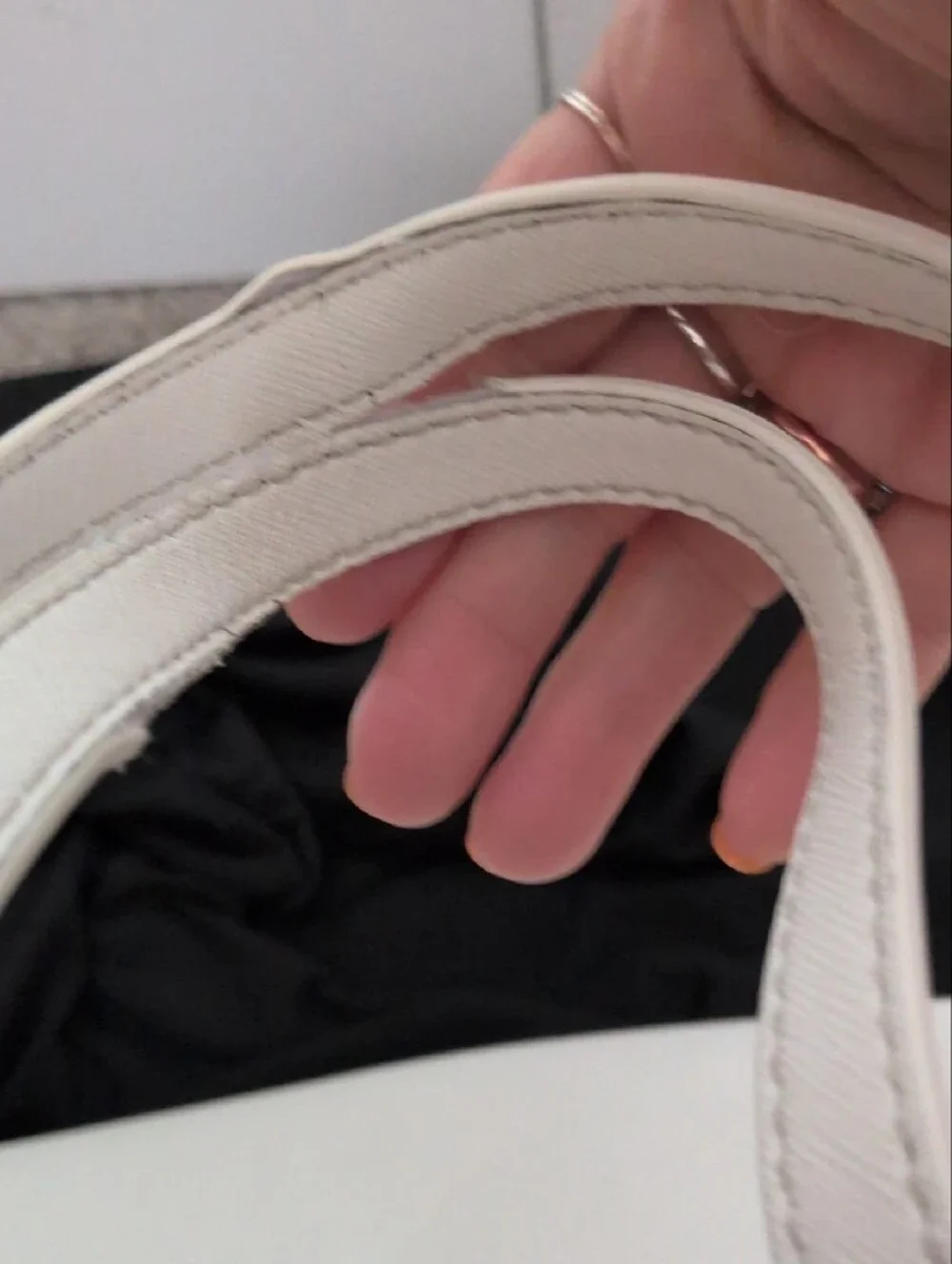 Tory Burch White Cream Leather Double-Handle Tote with Gold Hardware- See Pics